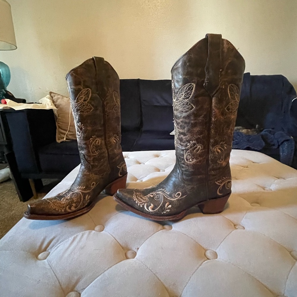 Dragonfly Embroidered Cowgirl Boots - image 2